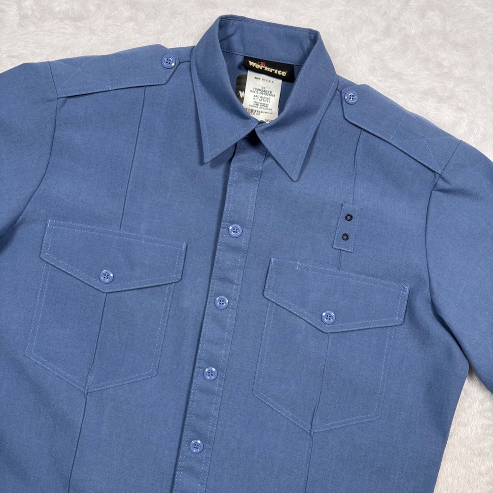 Workrite FR Station Shirt Men 40 Blue Nomex Flame Resistant Short Slv Fire Fight